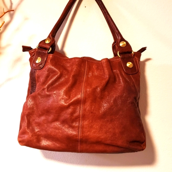 CHOCOLAT BLU Dist. Terra Cotta Brn Leather Handbag-NWOT - Picture 4 of 12
